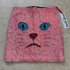Pink Sequin Cat Mini Skirt